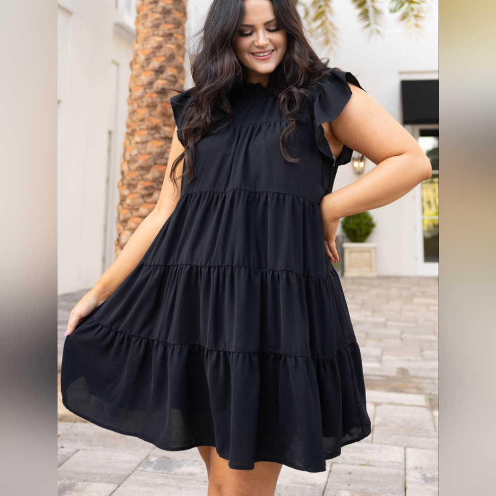 Chic Soul Black Ruffled Tiered Sundress